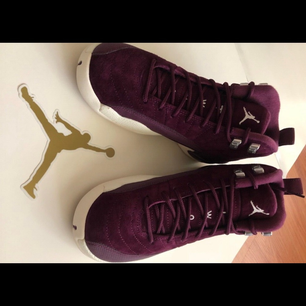Air Jordan Retro 12 XII BORDEAUX WOMEN'S SAIL METALLIC SILVER NEW! IN BOX! 5Y - Picture 3 of 13